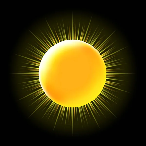 Helle Blendende Sonne Auf Schwarzem Hintergrund Illustration — Stockvektor