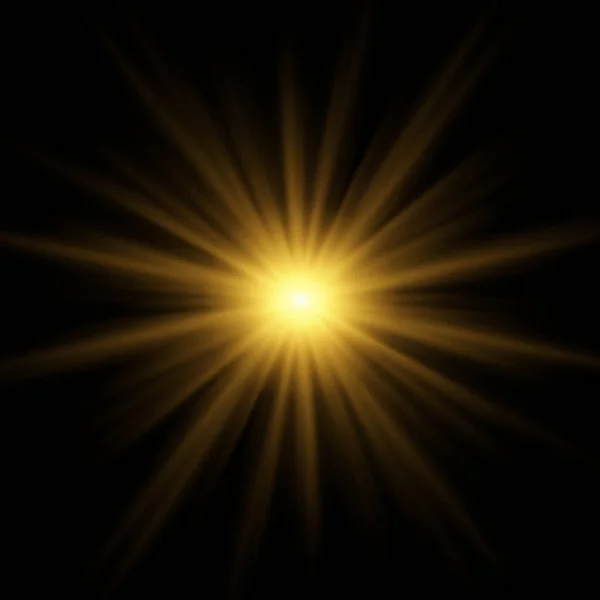 Φωτεινό Εκτυφλωτικό Ήλιο Μαύρο Φόντο Εικονογράφηση — Διανυσματικό Αρχείο