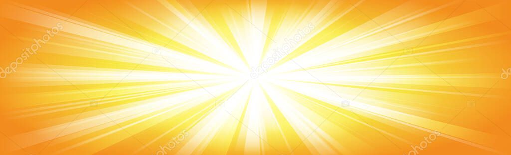Bright sun on yellow-orange background - Illustration