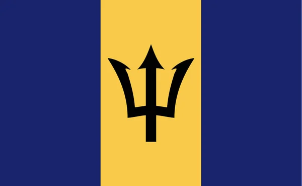 Bandiera Nazionale Delle Barbados Proporzioni Esatte Illustrazione Vettoriale — Vettoriale Stock