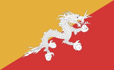 Bhutan ulusal bayrağı - Vektör illüstrasyonu