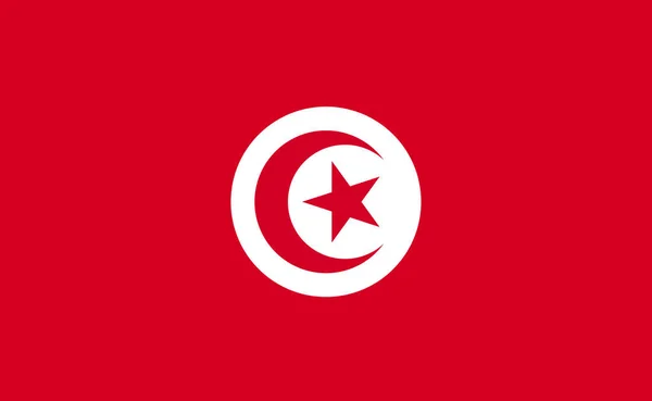 Tunézia Nemzeti Lobogója Pontos Arányban Vektorillusztráció — Stock Vector