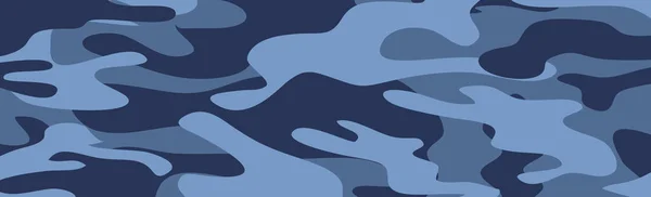 Wojskowy Niebieski Panoramiczny Khaki Geometryczny Bezszwowy Wzór Wektor Ilustracja — Wektor stockowy