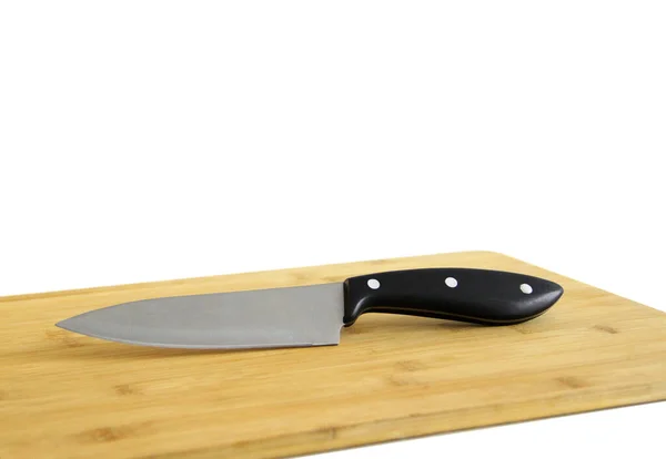 Nóż Kuchenny Drewnianej Desce Krojenia — Zdjęcie stockowe