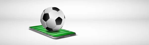 Grande Bola Futebol Está Smartphone Moderno Ilustração — Fotografia de Stock