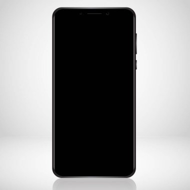 Beyaz arkaplanda büyük siyah akıllı telefon - Vektör illüstrasyonu