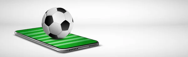 Grand Ballon Football Repose Sur Smartphone Moderne Illustration Vectorielle — Image vectorielle