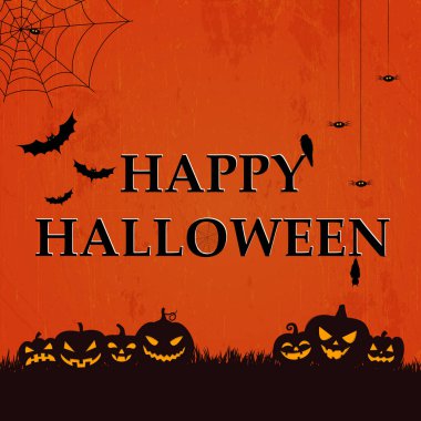 Korkunç, kasvetli, kırmızı cadılar bayramı arkaplanı - illüstrasyon