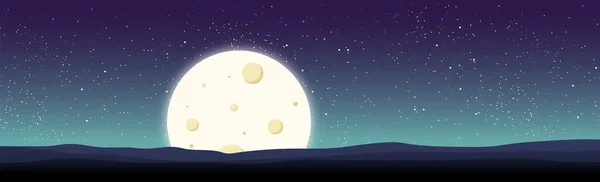 Lune Ciel Étoilé Noir Bleu Avec Comètes Volantes Illustration — Image vectorielle