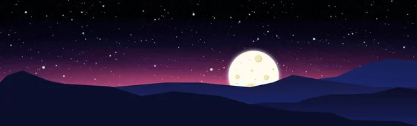 Lune Ciel Étoilé Noir Bleu Avec Comètes Volantes Illustration — Image vectorielle