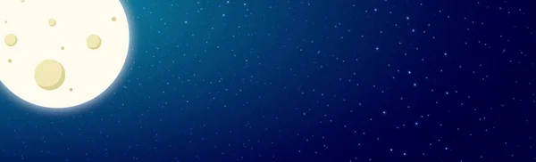 Luna Cielo Estrellado Negro Azul Con Cometas Voladores Ilustración — Vector de stock