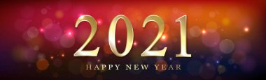 Çok renkli, parlak, yeni yıl kutlaması Bokeh 2021 - illüstrasyon