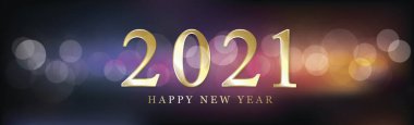 Çok renkli, parlak, yeni yıl kutlaması Bokeh 2021 - illüstrasyon