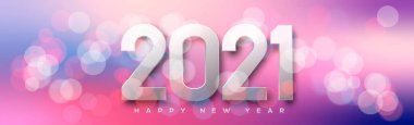 Çok renkli, parlak, yeni yıl kutlaması Bokeh 2021 - illüstrasyon