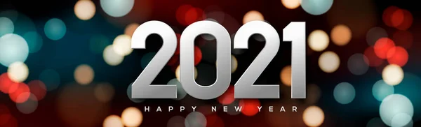 Πολύχρωμα Λαμπερό Εορταστικό Νέο Έτος Bokeh 2021 Εικονογράφηση — Φωτογραφία Αρχείου