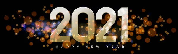 Wielobarwny Błyszczący Świąteczny Nowy Rok Bokeh 2021 Ilustracja — Zdjęcie stockowe