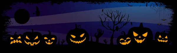 Fondo Halloween Azul Oscuro Tenebroso Aterrador Ilustración — Vector de stock