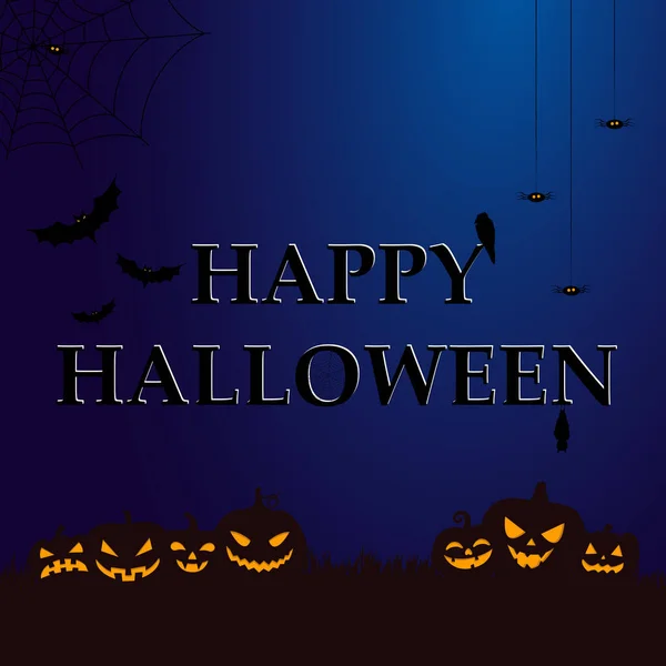Effrayant Fond Bleu Foncé Halloween Sombre Illustration — Image vectorielle
