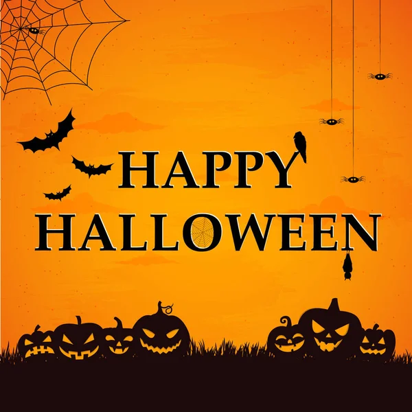 Korkunç kasvetli turuncu cadılar bayramı arkaplanı - illüstrasyon