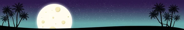 Panorama Nocturne Lune Sur Fond Palmiers Illustration — Image vectorielle