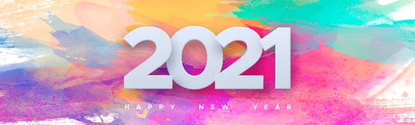 Venir 2021 Avec Vœu Nouvelle Année Sur Fond Aquarelle Illustration — Image vectorielle