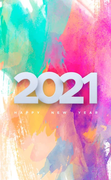 Coming 2021 New Year Wish Watercolor Background Illustration — Stock Vector