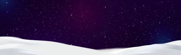 Sneeuw Drijft Tegen Achtergrond Van Nachtelijke Sterrenhemel Illustratie — Stockvector