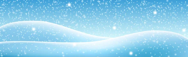 Снежные Заносы Фоне Голубого Неба Падающим Снегом Иллюстрация — стоковый вектор