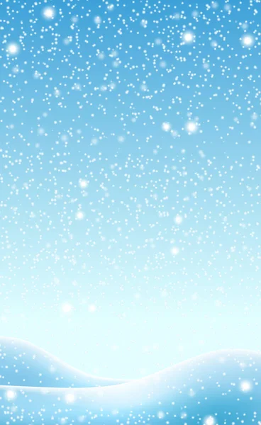 Schneeverwehungen Vor Blauem Himmel Mit Fallendem Schnee Illustration — Stockvektor