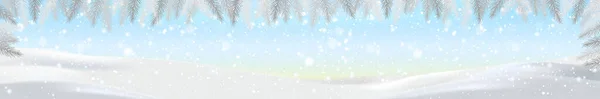 雪の降る青空を背景にした雪のドリフト イラスト — ストックベクタ