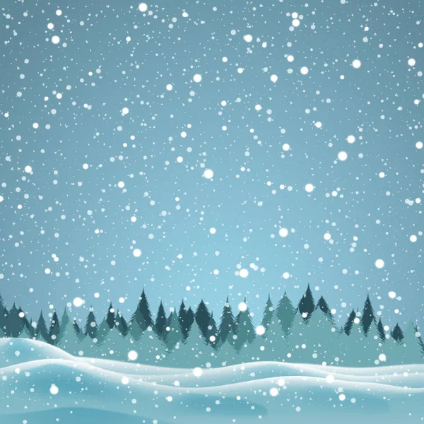 Forêt Hiver Fond Festif Paysage Enneigé Hivernal Illustration — Image vectorielle