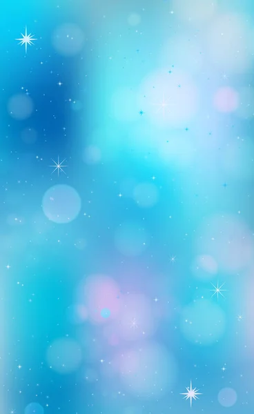 クリスマスブルーボケとグレア雪の結晶 イラスト — ストックベクタ