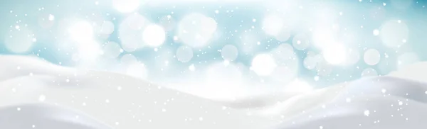 Snödrivor Bakgrund Blå Himmel Med Fallande Snö Illustration — Stock vektor