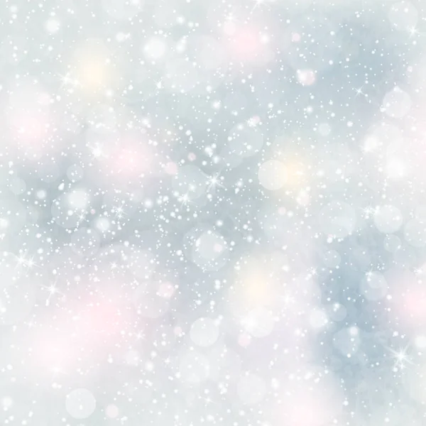 Bokeh Azul Natal Com Flocos Neve Brilhantes Ilustração — Fotografia de Stock