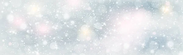 Bokeh Azul Navideño Con Copos Nieve Deslumbrantes Ilustración — Foto de Stock