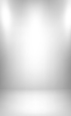 Beyaz, gri panoramik stüdyo arka planında beyaz parıltı