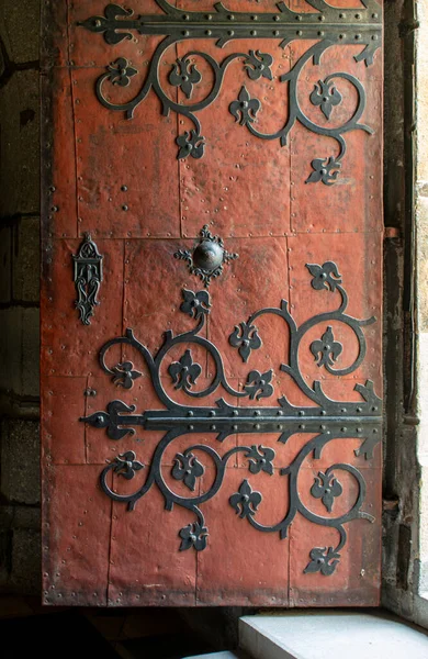 Eine Alte Eisentür Mit Eisernen Ornamenten — Stockfoto