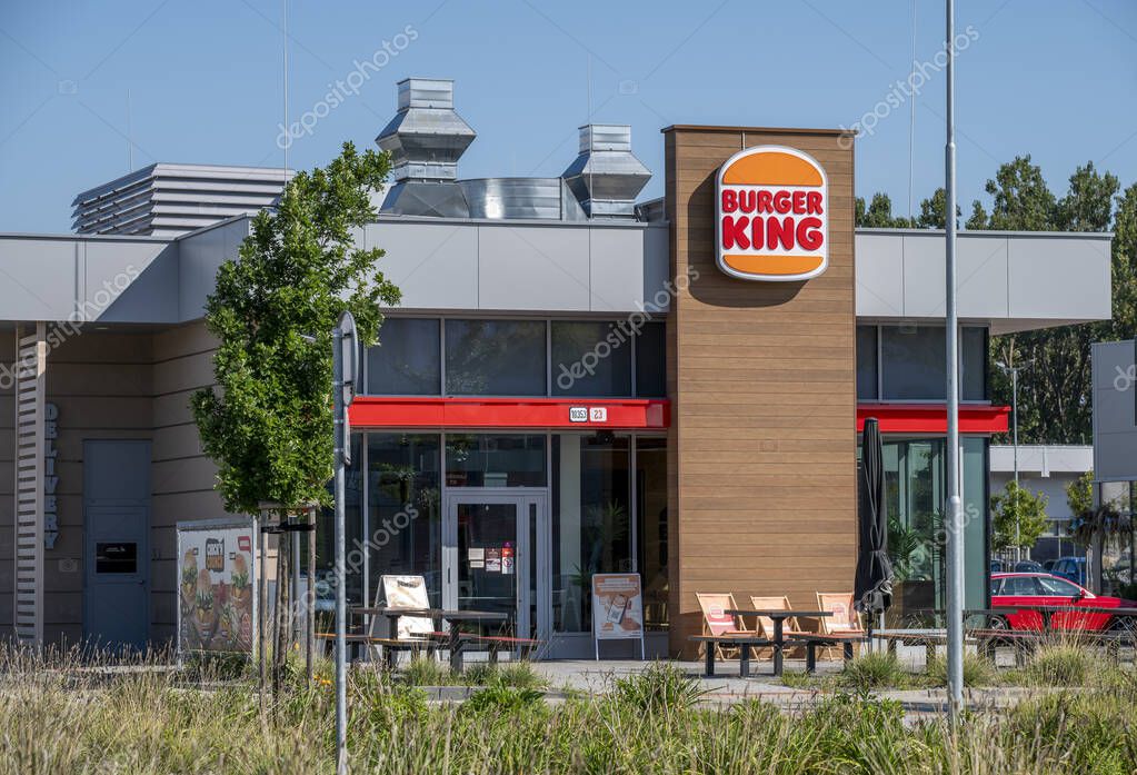 Zvolen, Slovakia - September, 7, 2025 : Burger King Fast Food Restaurant Exterior.  Burger King is an American multinational chain of hamburger fast food restaurants.