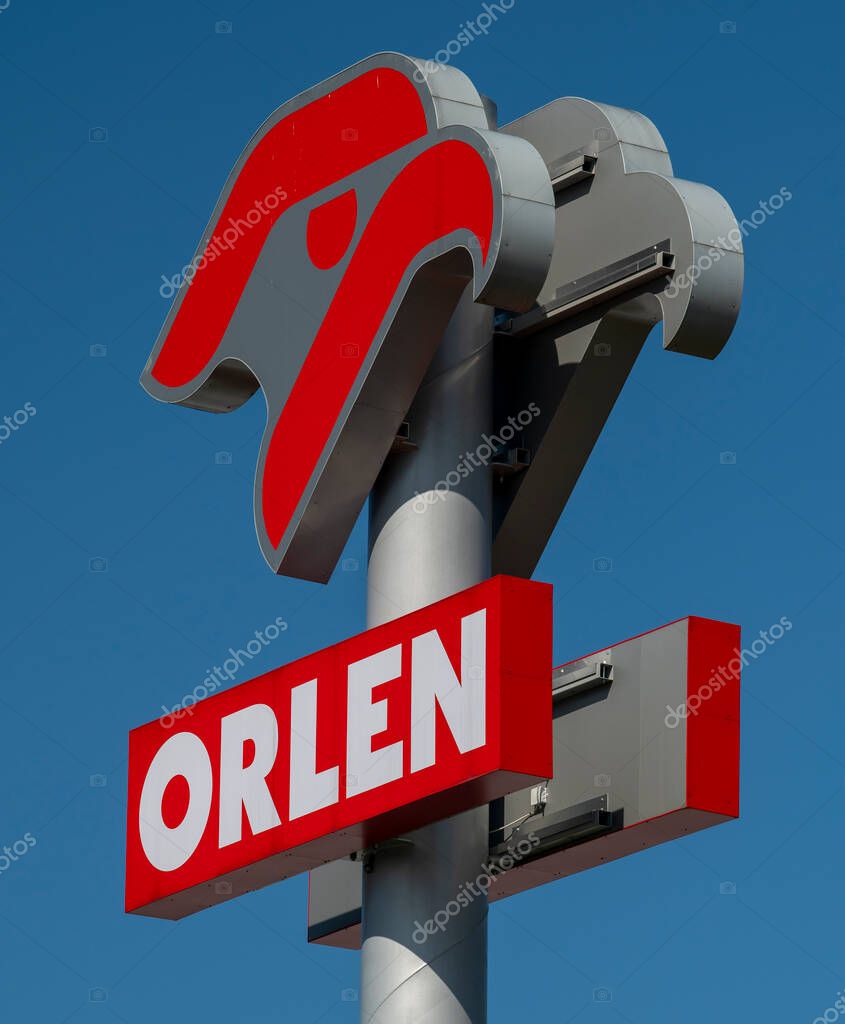 Zvolen, Slovakia - September, 7, 2025 : Orlen petrol station. Orlen S.A. is a Polish multinational oil refiner and petrol retailer. Gas station. Filling station.
