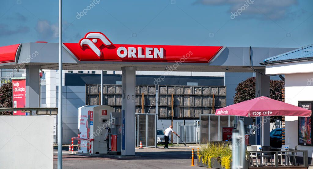 Zvolen, Slovakia - September, 7, 2025 : Orlen petrol station. Orlen S.A. is a Polish multinational oil refiner and petrol retailer. Gas station. Filling station.