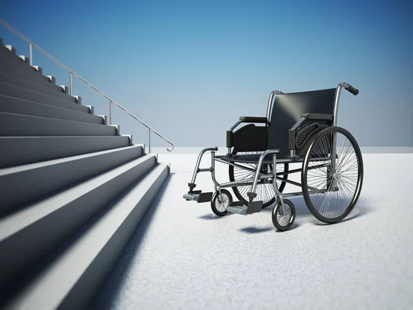 Empty Wheelchair Standing Front Steep Staircase Illustration — Stock Photo, Image