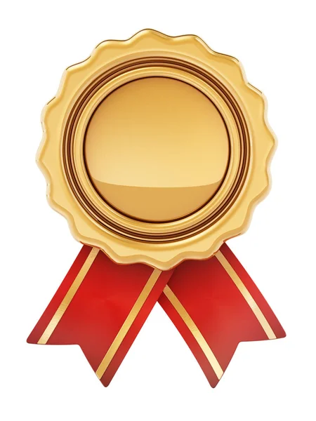 Golden Badge Ribbons Isolated White Background Illustration — Stock Photo, Image