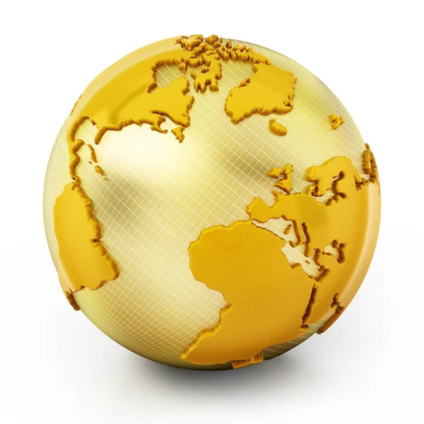 Golden Globe Isolated White Background Illustration — Stock Photo, Image