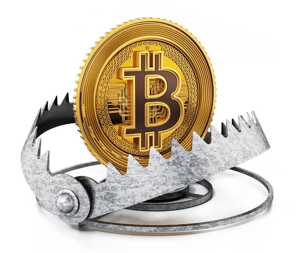 Gold Digital Coin Ready Bear Trap Illustration — Stock Photo, Image