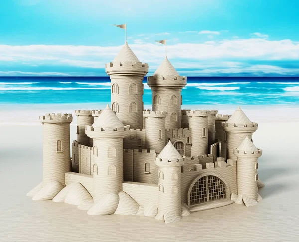 Elaborar Sandcastle Praia Ilustração — Fotografia de Stock