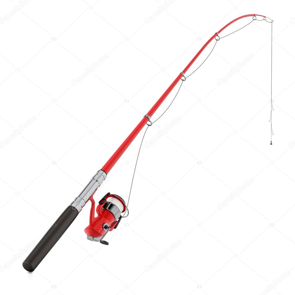 Fishing rod isolated on white background. 3D illustration.