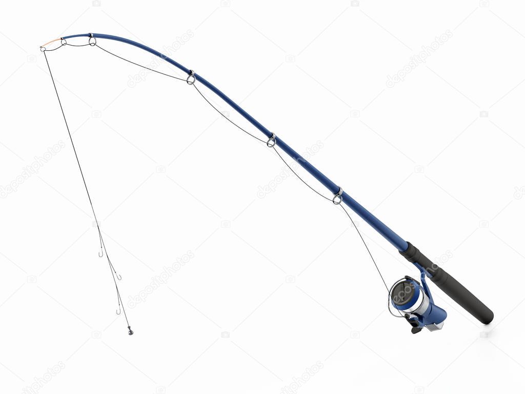 Fishing rod isolated on white background. 3D illustration.