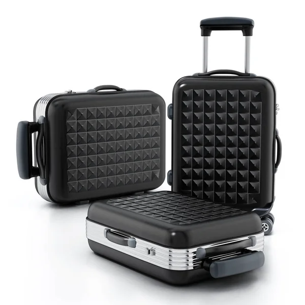 黒ハードケースのスーツケースは 白い背景で隔離 イラストレーション — ストック写真