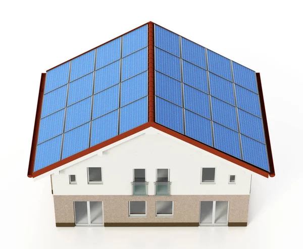 Solárních Panelů Instalovaných Střeše Domu Obrázek — Stock fotografie
