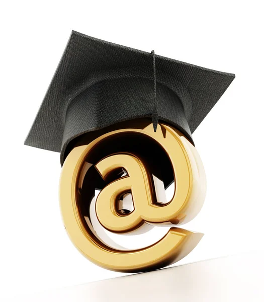 Graduation Cap Internet Sign Learning Concept Illustration — Stock Photo, Image